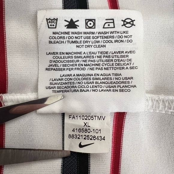 Nike Golf Dri-Fit White Red Black Striped Polo Short Sleeve Shirt XL Q1 - Picture 11 of 13